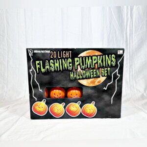 Vintage Kmart 20 Light Blow Mold  Flashing Pumpkins Halloween Light Set